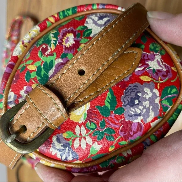 Kenzo Floral Crossbody Mini Barrel Bag Leather And Floral Strap